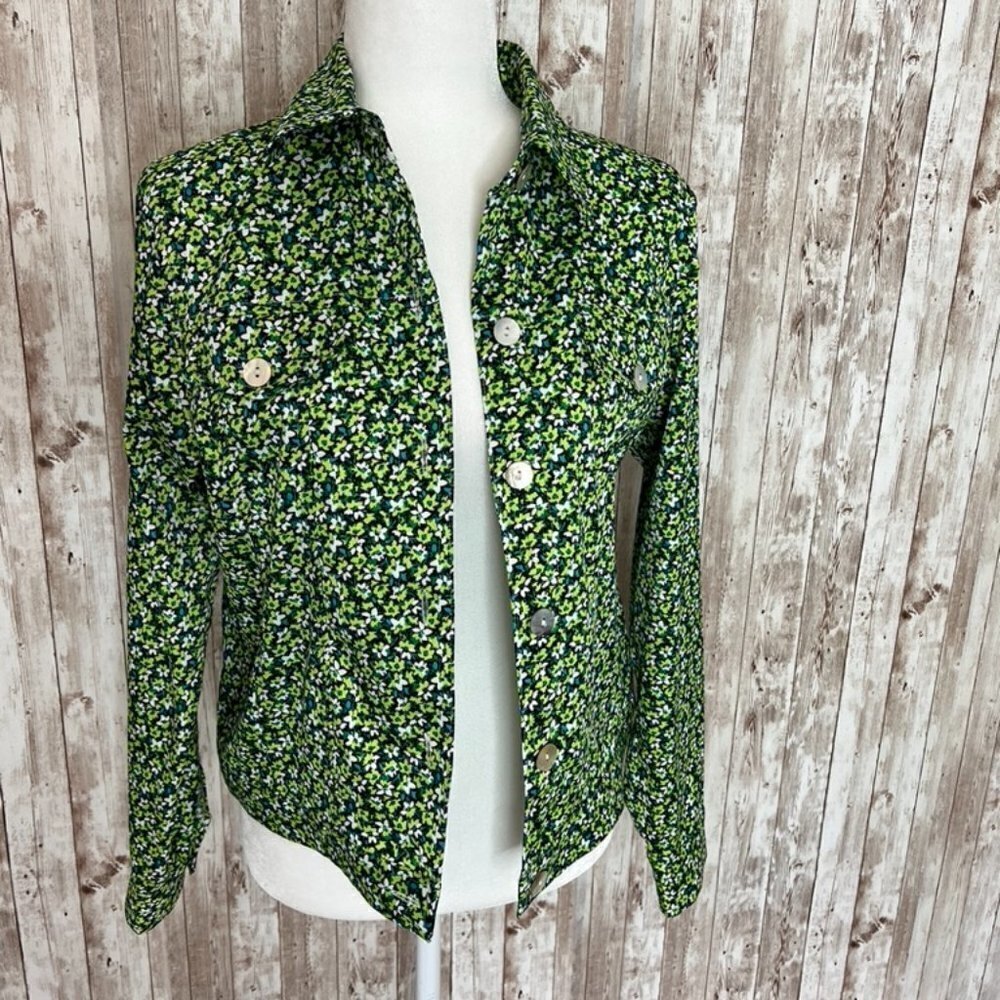 Christopher & Banks Green & White Floral Jacket size Small